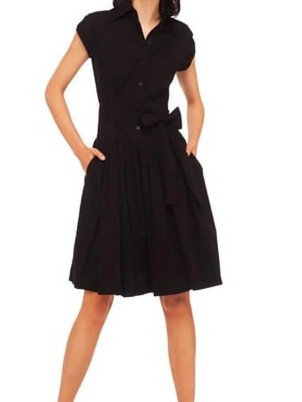 NORMA KAMALI Classic Black Dress with tie detail small